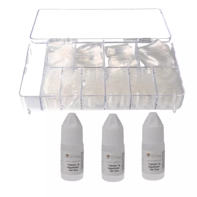 Tipbox500 Transparente Incl. 3 X 3g Puntas Pegamento - Uñas Tips-Tip Kleber- de