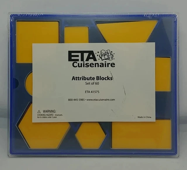 NEW ETA CUISENAIRE Set Montessori 60 Plastic Attribute Blocks in Case ...