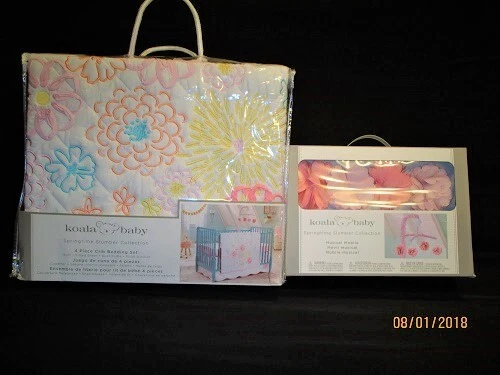 Juego de cama para cuna Koala Baby Springtime Slumber 5 piezas incluye móvil *Nuevo*