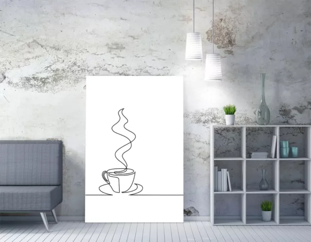 Minimalist Coffee Cup Illustration -Deep Framed Canvas Wall Art Picture Print 2