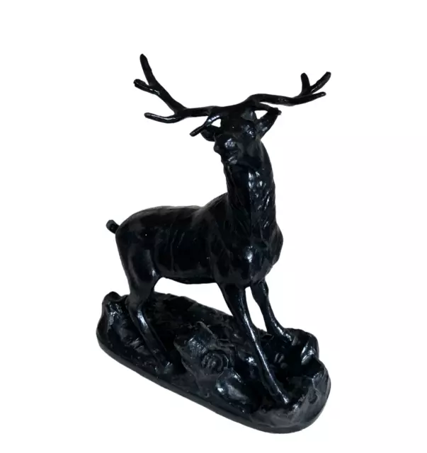 Antique/Vintage Cast Iron Black Still Bank Deer Figurine