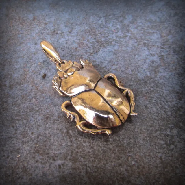 Scarab beetle handmade necklace pendant,Scarab beetle bronze charm,Scarab beetle 3
