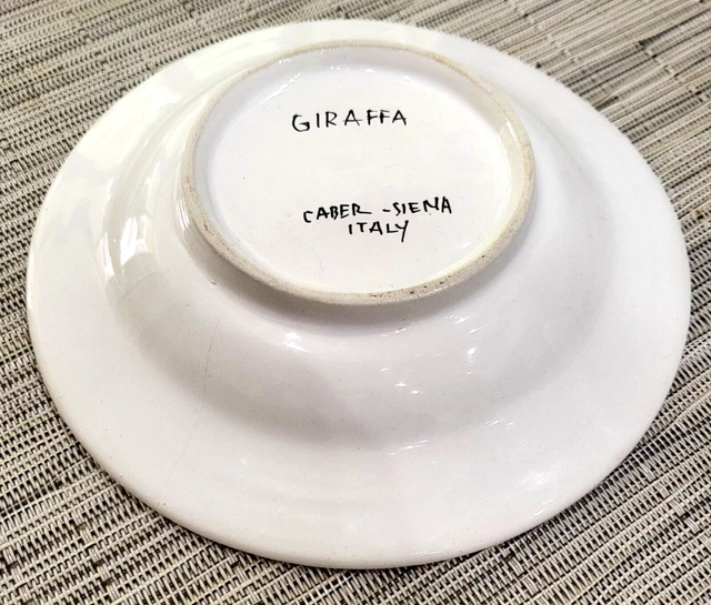 Caber Siena Italy Giraffa Giraffe Italian Majolica Pottery Dish Shallow Bowl 3