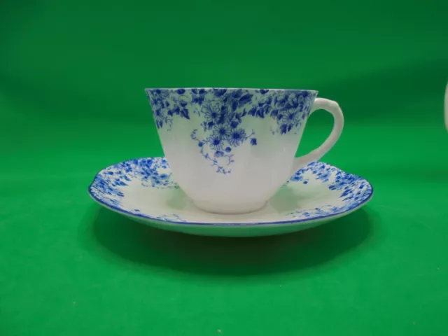Shelley Bone China Teacup & Saucer Dainty Blue