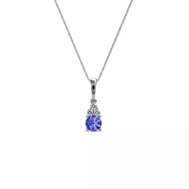 Round Tanzanite & Diamond Pendant 1/3 ctw in 14K Gold with 18'' Chain JP:151247