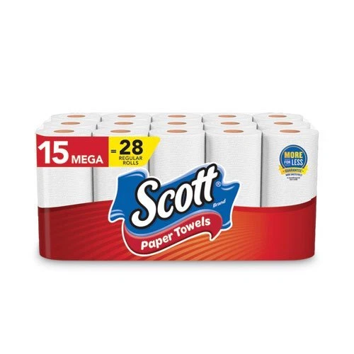 Scott Choose-A-Size Mega Roll Paper Towels, 1-Ply, White, 15 Rolls (KCC36371)