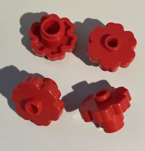 Lego 4728 Plant Flower 2x2 Rounded Open Stud Red  (qty 4)