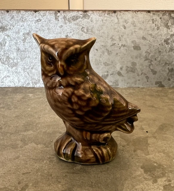 Vintage Miniature Brown Owl Figurine 2”