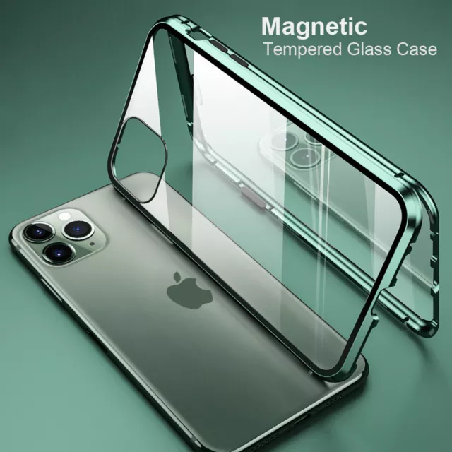 iPhone Magnetic Tempered Glass Phone Case Full Protection Case Crash Protector