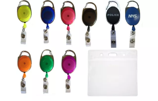 Badge Reel & Flexible Clear Plastic ID Card Holder Pocket