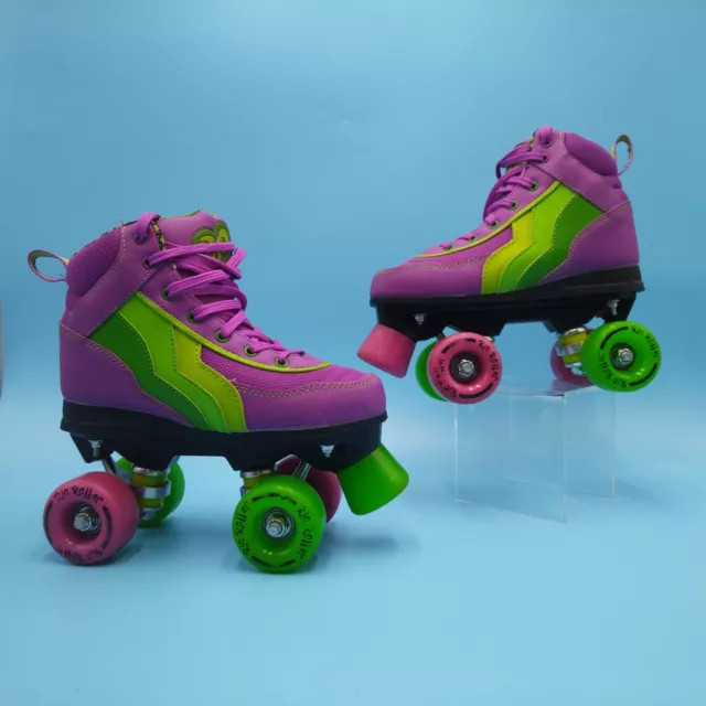 SFR Rio Roller Grape Quad Skates UK2 EU34 Purple Green Kids Retro Fun