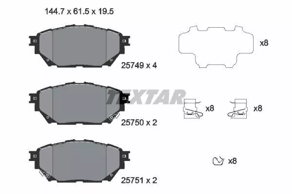 TEXTAR (2574901) Bremsbeläge Bremsklötze hinten vorne für MITSUBISHI FUSO