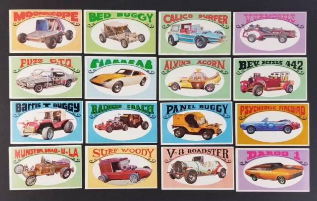 Vintage (Lot of 16) 1970 George Barris Cars Way Out Wheels LARGE Topps Cards