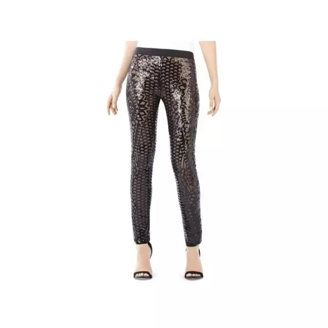 BCBGMAXAZRIA Black Dena Mosaic Sequined Tile Leggings.Sz S.Mint.$390 3