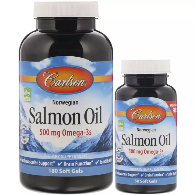 Carlson Labs Norwegian Salmon Oil 500mg | 230 Soft Gels | EPA Fish Oil Omega 3 2