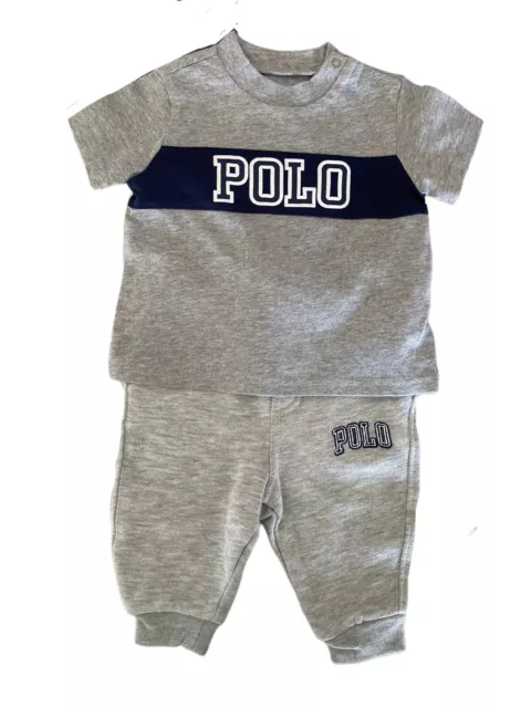 Baby boys Ex Ralph Lauren Polo Pony T shirt Joggers set  outfit 2 pack age 3 m