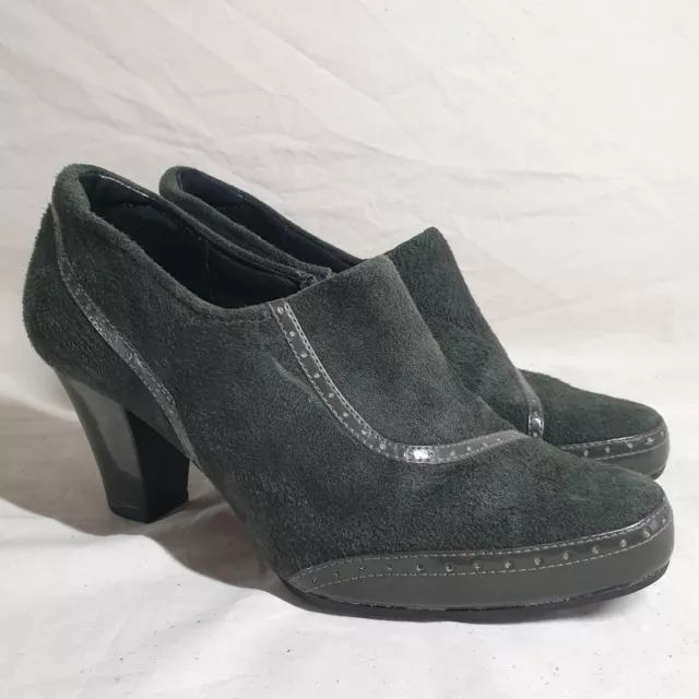 CLARKS BOOTS GREEN Suede Leather Ankle Heels Size 6 £64.99 - PicClick UK