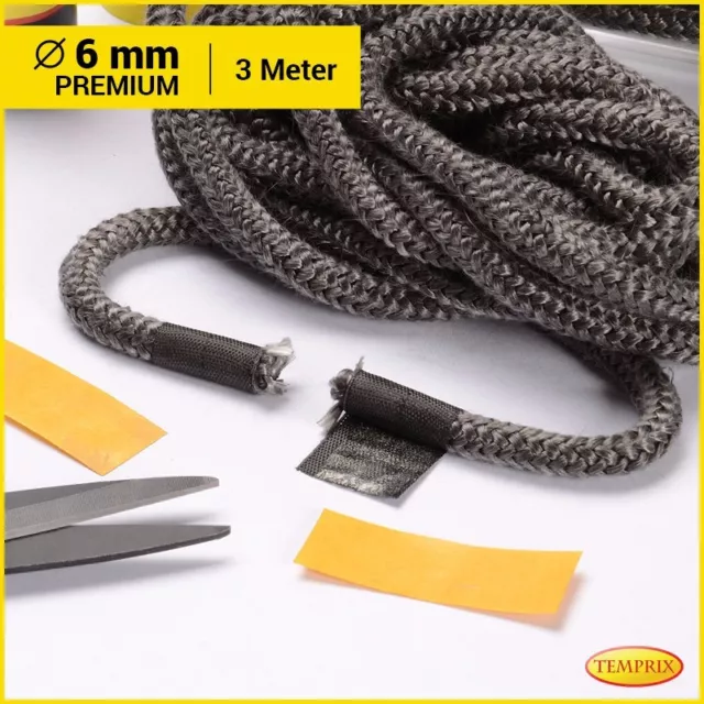 Temprix Cheminée & Four Joint Résistant au Feu Cordon D'Étanchéité Ø 6 MM Rond 2