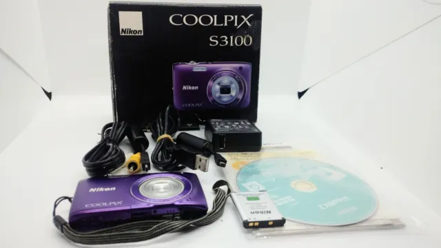 [N.MINT in BOX] Nikon COOLPIX S3100   Purple 14.0MP 5x Digital Camera From JAPAN