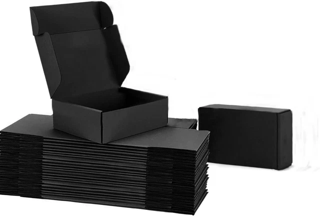 25 PACK - 7X5X2 Inches Small Black Shipping Boxes for Small Business ...