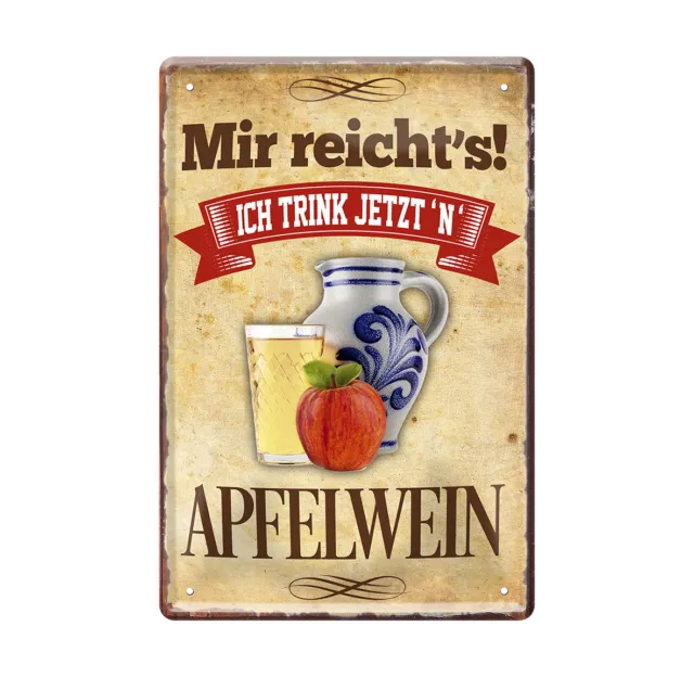 Apfelwein Ebbelwoi Äppler Metallschild Retro Deko Blechschild 20x30cm A0676