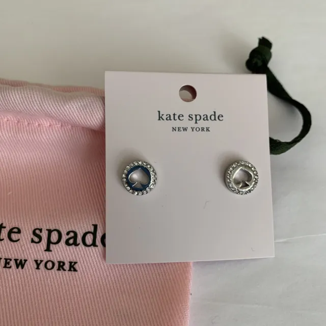 NEW ! Kate Spade ~Spot the Spade ~ Pave Halo Spade Stud Earrings Silver