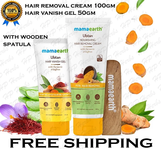 Mamaearth Ubtan Crème Dépilatoire & Cheveux Vanish Gel Avec Curcuma & Saffron