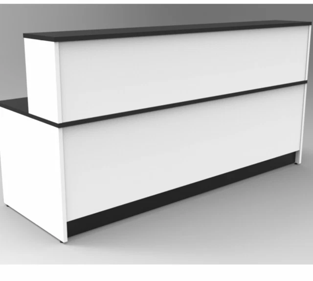 RECEPTION DESK OFFICE RECEPTION TABLE BLACK WHITE 3500mm RISER TOP BOX ...