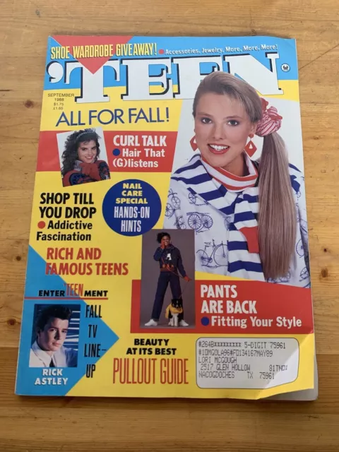 SEPTEMBER 1988 TEEN magazine - RICK ASTLEY $25.99 - PicClick
