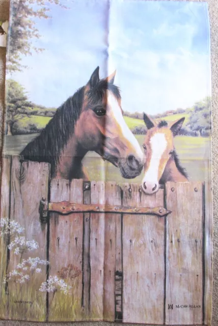 Horse Tea Towel Linen Cotton Blend by McCaw Allan features Mare & Foal