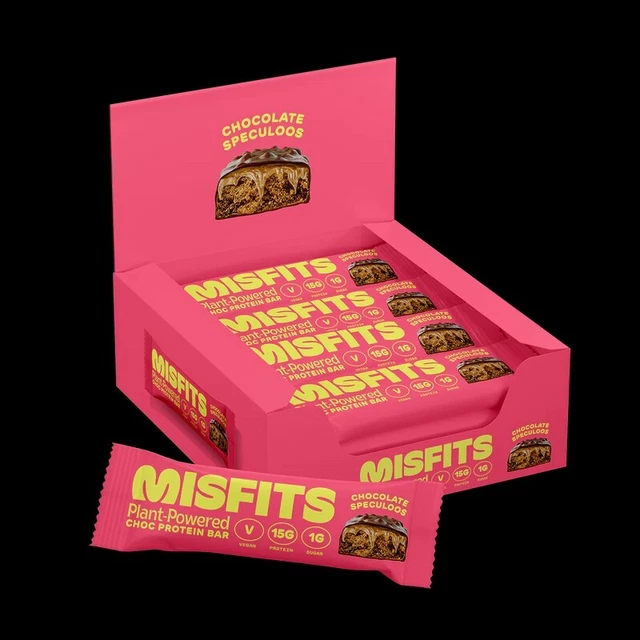 MISFITS SPECULOOS CHOCOLATE Protien Bar. Job Lot 20x 12 bar box. 240