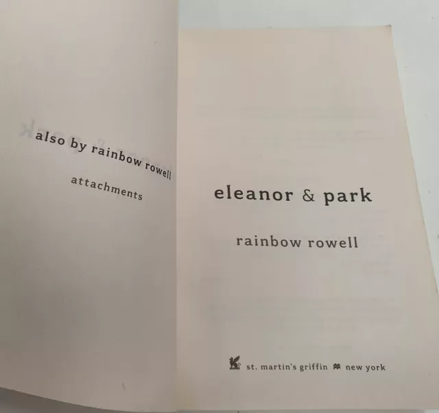 Eleanor & Park by Rainbow Rowell Paperback c2013 Young Adult Romance 1st Edition 3