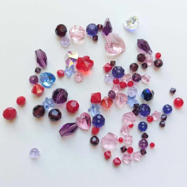 80+ Mix Of Genuine Swarovski Beads - Hearts Stars Bicones - Craft Destash