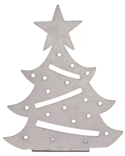 Albero di Natale Di Lamiera Ccciaio, Argento 7,5x6x2cm Decorazione Tavolo Rialzo