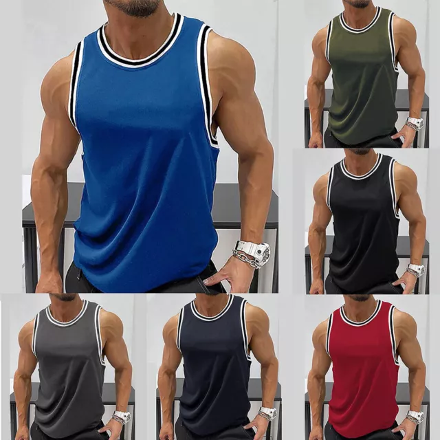 Débardeur Sans Manches Pour Homme Débardeur D'été Running Gym Top Sports #