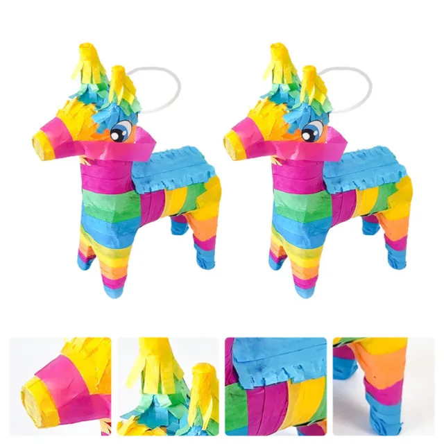2 piezas de papel piñata para niños en miniatura burro piñatas llenas de azúcar