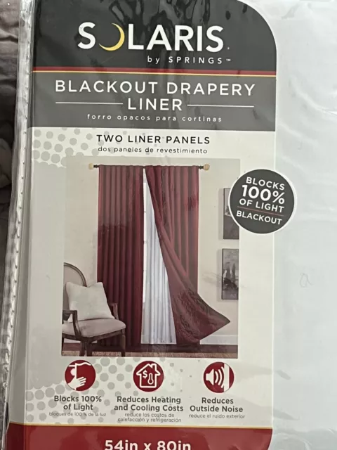 Solaris Blackout Drapery Liner Two Liner Panels 54” X  80”. Blocks 100% Of Light