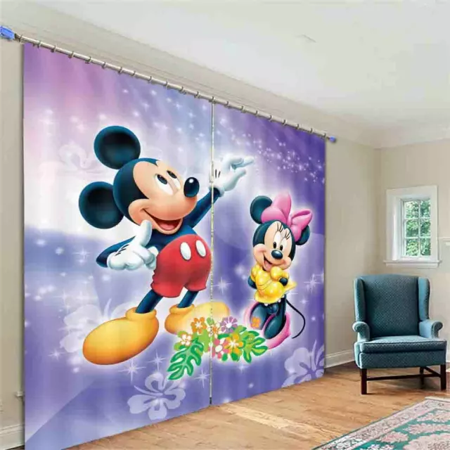 Mickey Mouse Writhing 3D Curtain Blockout Photo Printing Curtains Drape Fabric 3