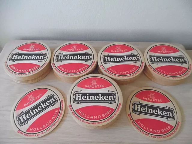 Lot Of 51 Vintage Imported Heineken Beer Double~Sided Bar Coasters~Nos