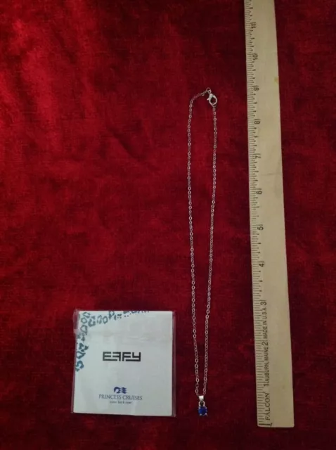 EFFY Princess Cruises Silver Tone Necklace with Blue Stone New! 2