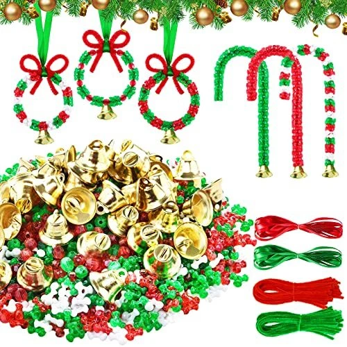 Kit de adorno de cuentas de Navidad con 1500 piezas cuentas triangulares, 50 piezas