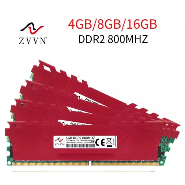 16GB 8GB 4GB DDR2 800MHz PC2-6400U 240Pin intel DIMM Desktop Memory RAM RED LOT