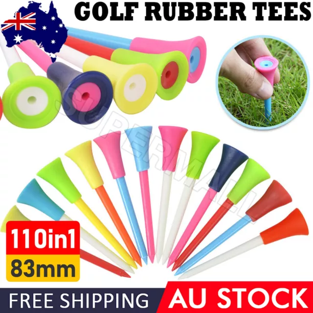 10/110/220Pack 83mm Golf Tees Multi Color Plastic With Rubber Cushion OZ