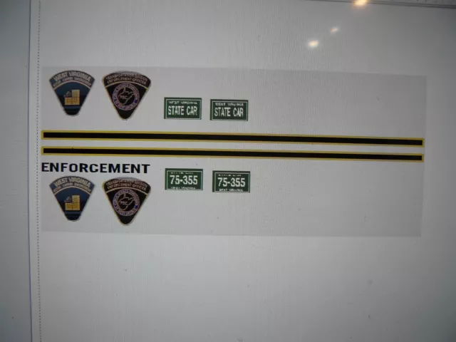 West Virginia Transport Enforcement Car Decals (Police) 1:24