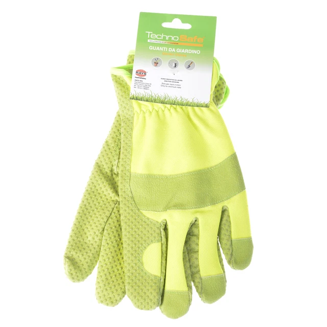 5x Gartenhandschuhe Technosafe Kunstleder Stretch grün/leuchtgelb Größe 8