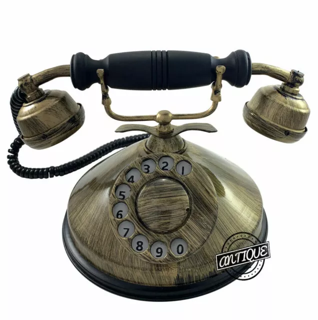 Brass Rotary Dial Decorative Telephone Vintage Phone Home Decor Collectible Desk