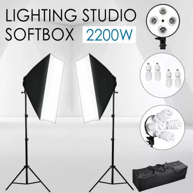 2200W Photo Studio Soft Box Continuous Light Video Softbox Lighting Stand Kit