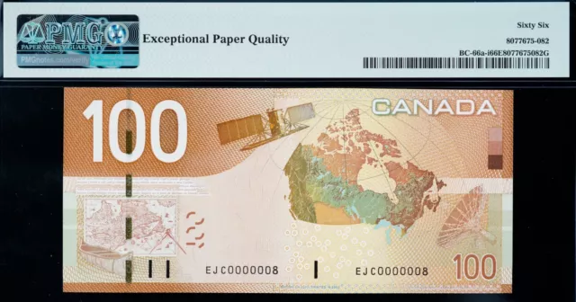 2003 Canada Bank of Canada $100 Banknote low serial number 8 BC-66a-i PMG 66 EPQ