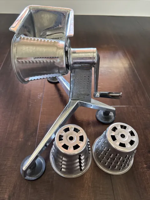 Vintage Saladmaster Food Processor Manual Hand Crank 5 Blades Stainless  Steel