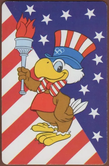 Playing Cards Single Card Old Vintage * 1984 Los Angeles OLYMPIC GAMES Eagle Sam